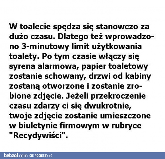 Limit użytkowania toalety