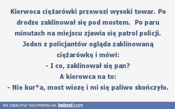 Kierowca ciężarówki zaklinował się pod mostem
