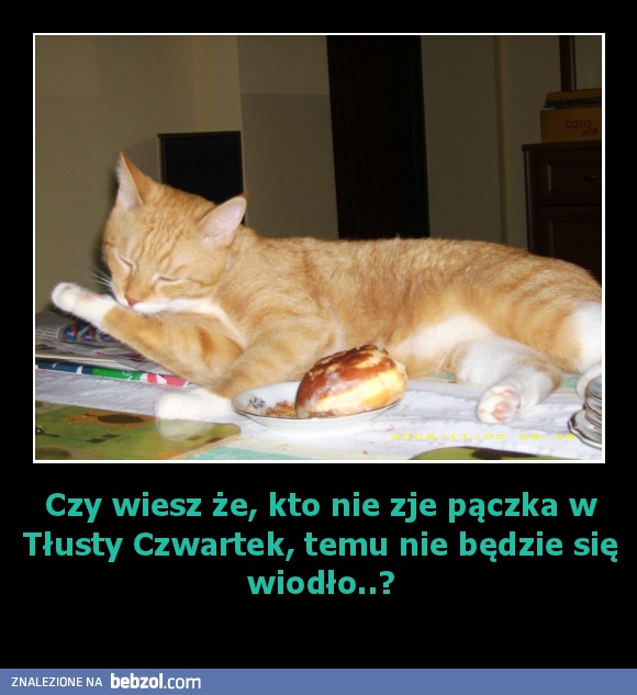 Czy wiesz że, kto nie zje pączka w Tłusty Czwartek, temu nie będzie się wiodło..?