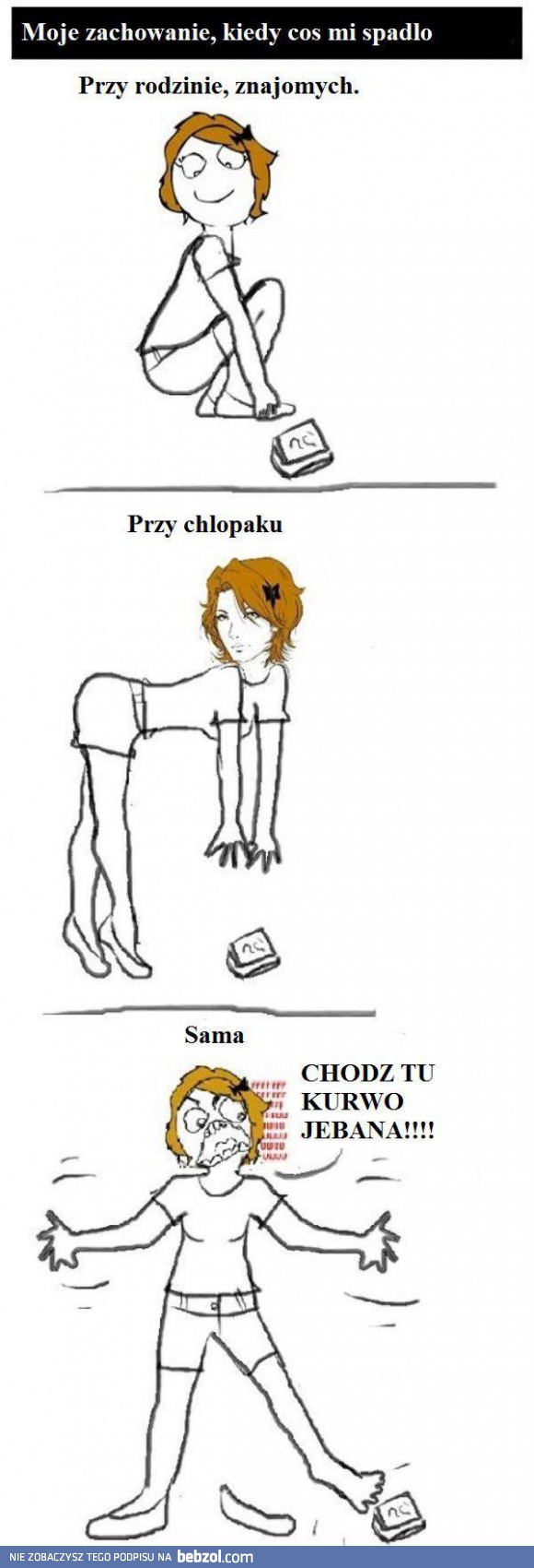 Kobieta kiedy coś jej upadnie