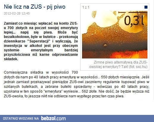 Nie licz na ZUS - pij piwo!
