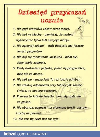 10 przykazań ucznia