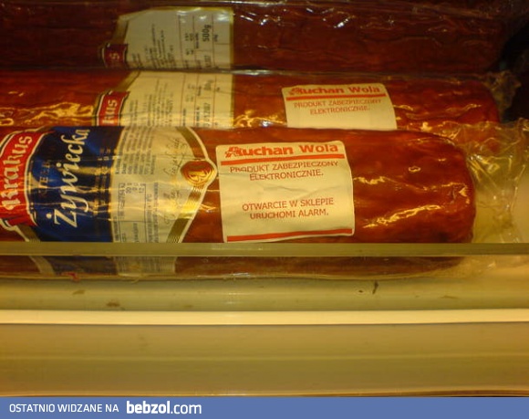Kiełbasa zabezpieczona alarmem