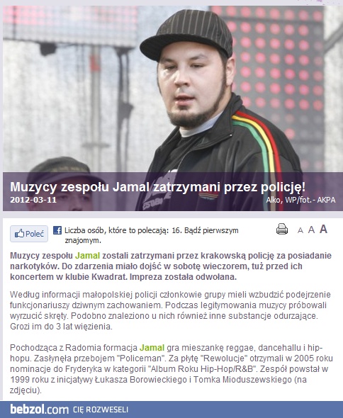 Jamal zatrzymani za posiadanie