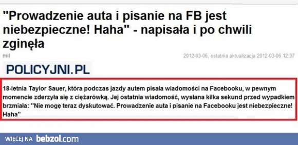 Nie pisz gdy prowadzisz!