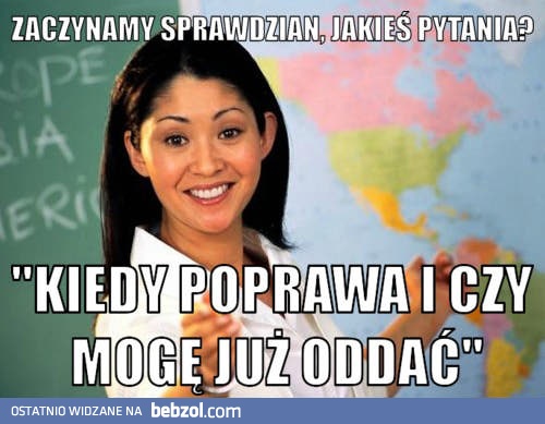 Pierwsze z pytań na sprawdzianie