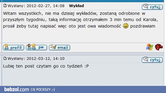 Dzisiaj wykład odwołany