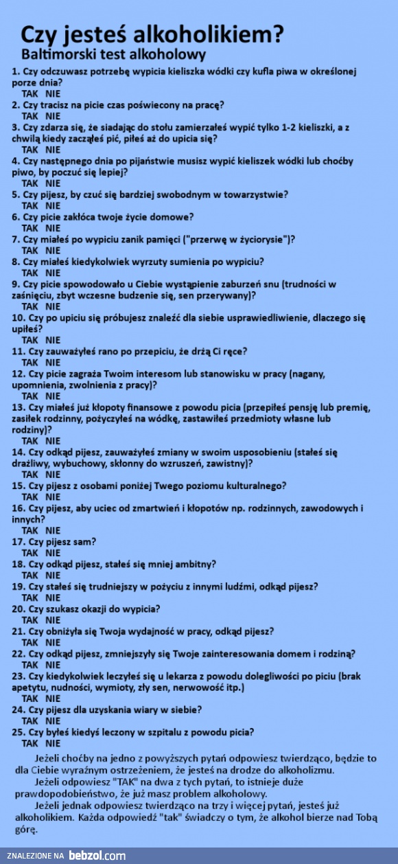 Sprawdź czy jesteś alkoholikiem