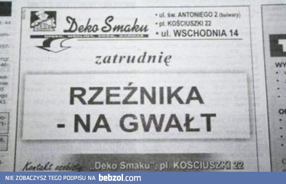 Zatrudnię rzeźnika!