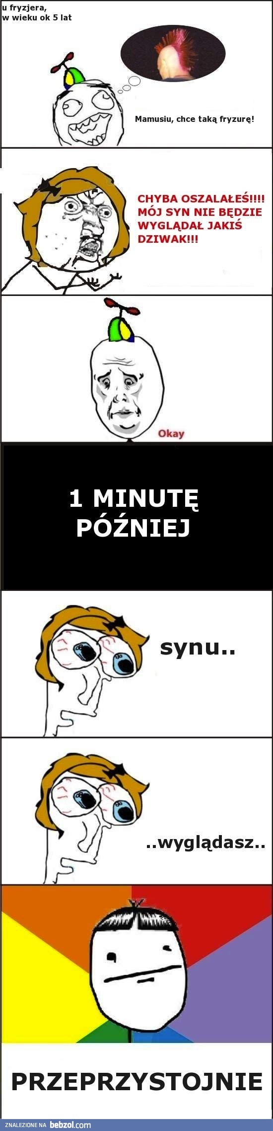 Synek i jego fryzura