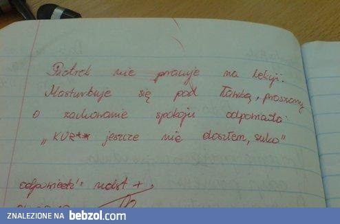 Nietypowa uwaga w zeszycie