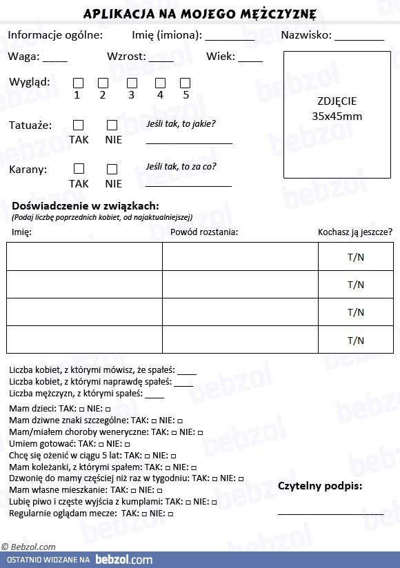 Aplikacja na mojego mężczyznę