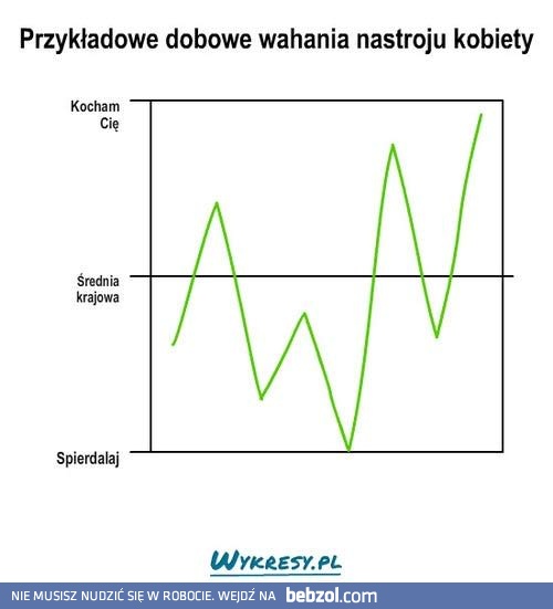 Wykres dobowych wahań nastroju kobiety