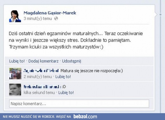 Pani Poseł trzyma kciuki za maturzystów