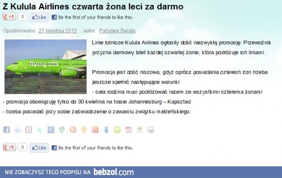 Z Kulula Airlines czwarta żona leci za darmo