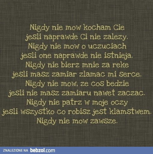 Nigdy nie mów...