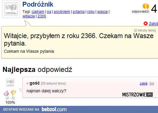 Pytanie do gościa z przyszłości