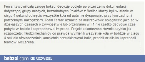 Ferrari przejechało się na Polakach