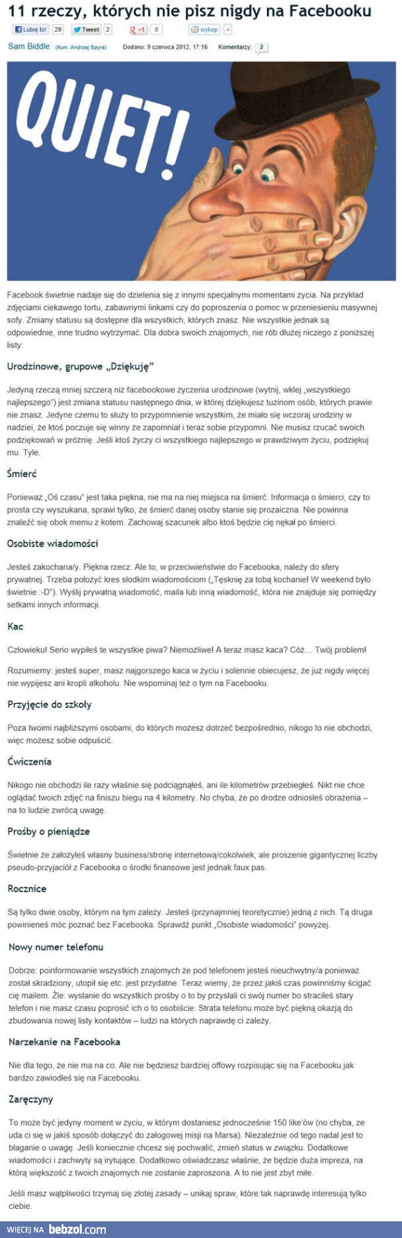 11 rzeczy, o których nie pisz na Facebooku