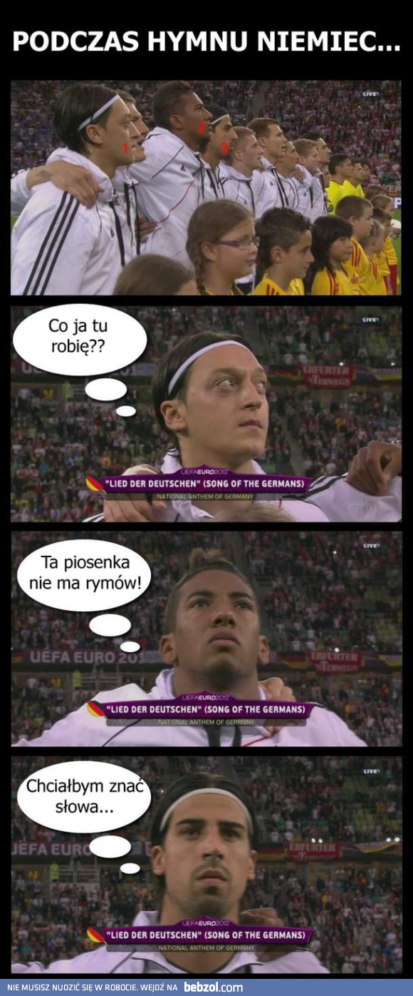 Podczas śpiewania niemieckiego hymnu