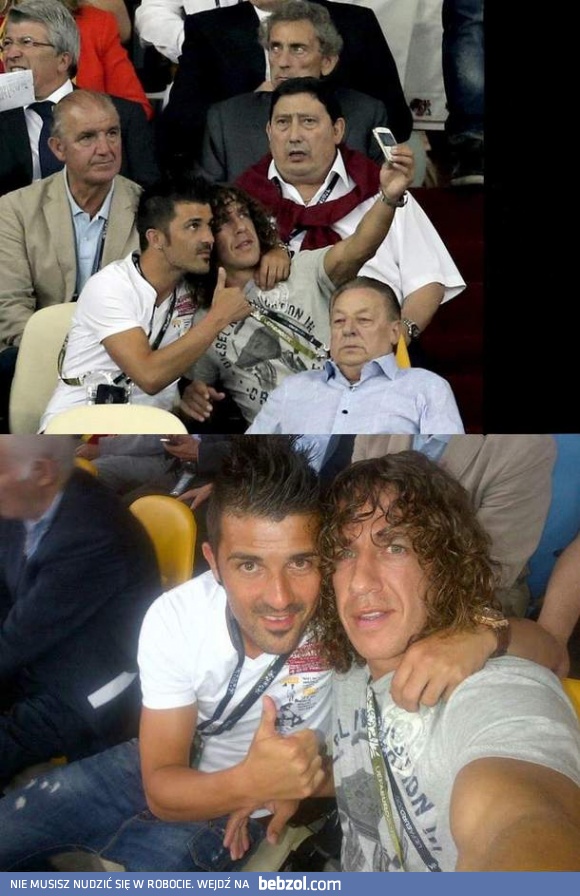 Takie tam na meczu - Puyol i Villa