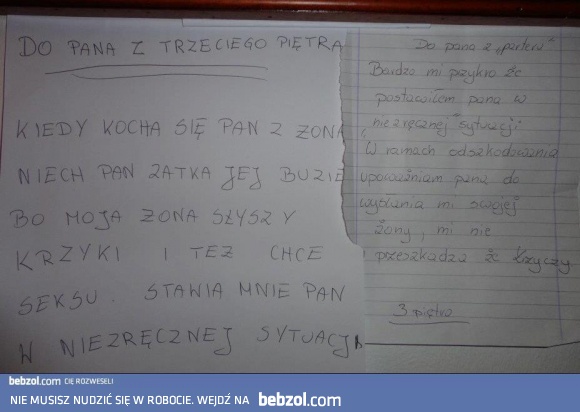 Sąsiedzka korespondencja z pewnego polskiego bloku...