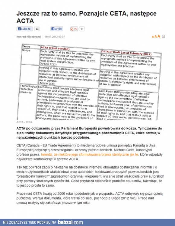 CETA, następca ACTA