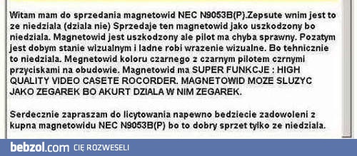 Uszkodzony, bo działa nie