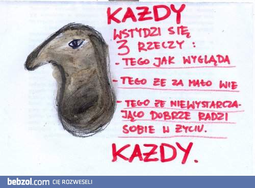 Każdy wstydzi się trzech rzeczy