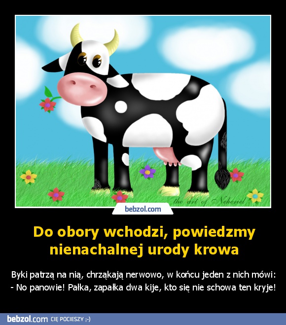 Do obory wchodzi, powiedzmy nienachalnej urody krowa