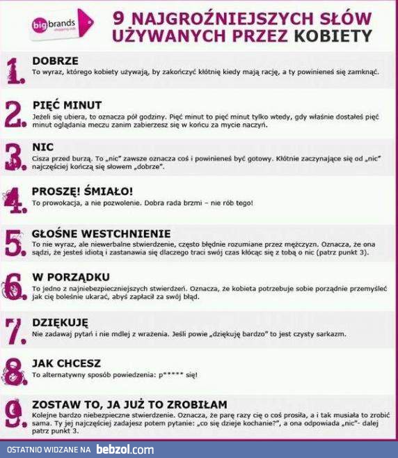 Najgroźniejsze słowa używane przez kobiety