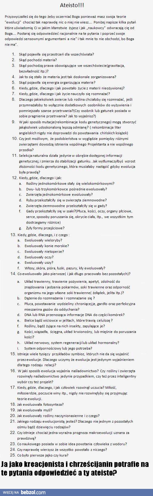 Ankieta dla wielbicieli ewolucji