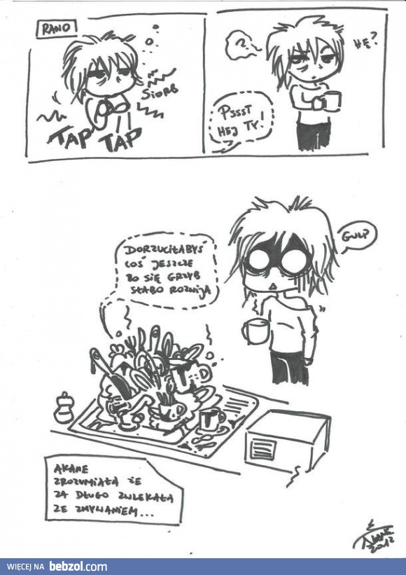 Poranek ze zmywaniem