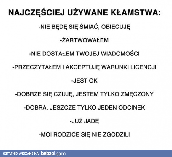 Najczęściej używane kłamstwa