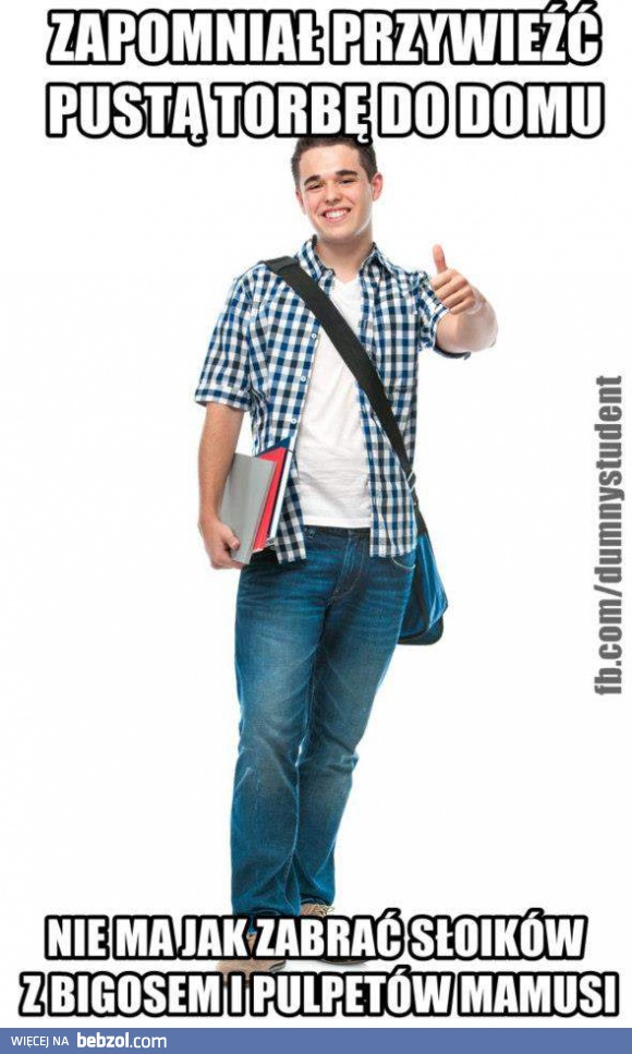 Dumny student zapomniał torby
