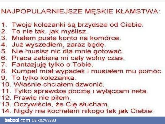 Najpopularniejsze męskie kłamstwa