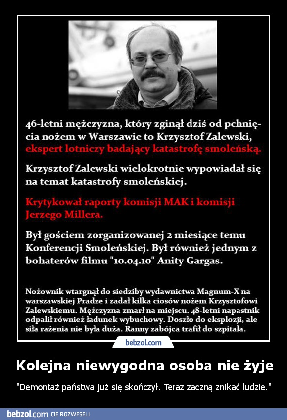 Kolejna niewygodna osoba nie żyje