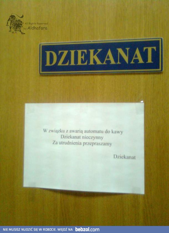 Poważna awaria w dziekanacie