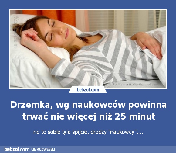 Drzemka, wg naukowców powinna trwać nie więcej niż 25 minut