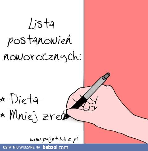 Lista postanowień noworocznych