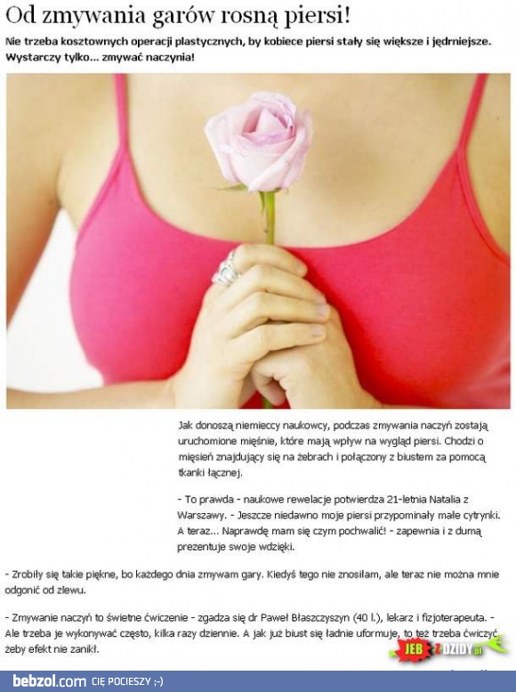 Od zmywania garów rosną piersi