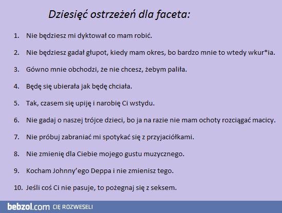 10 ostrzeżeń dla faceta