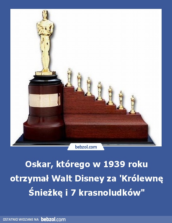 Oskar, którego w 1939 roku otrzymał Walt Disney za...