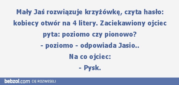 Jaś rozwiązuje krzyżówkę