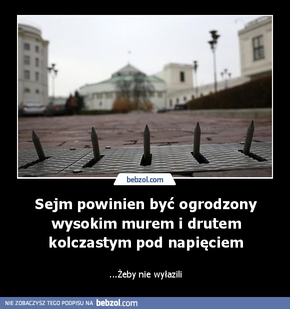 Sejm powinien być ogrodzony wysokim murem i drutem kolczastym pod napięciem