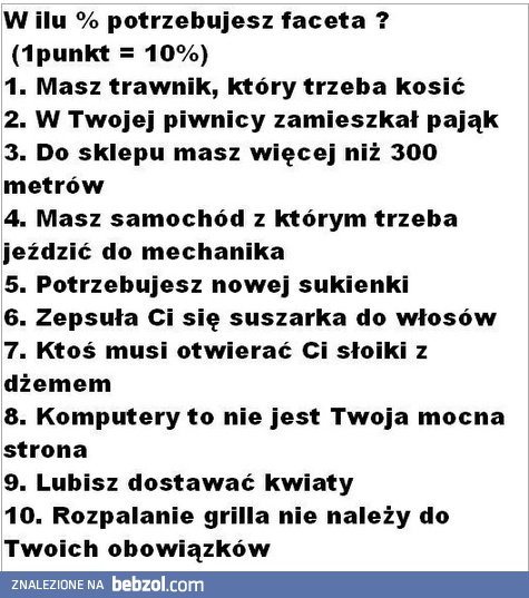 Sprawdź czy potrzebny Ci facet