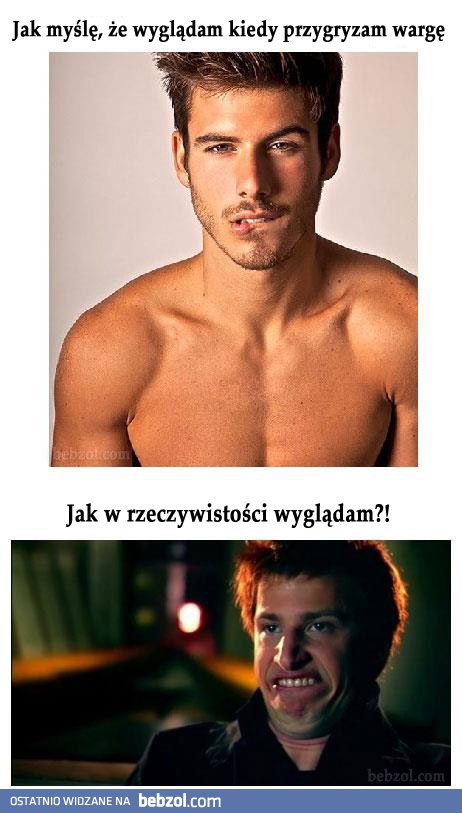 Kiedy seksownie przygryzam wargę