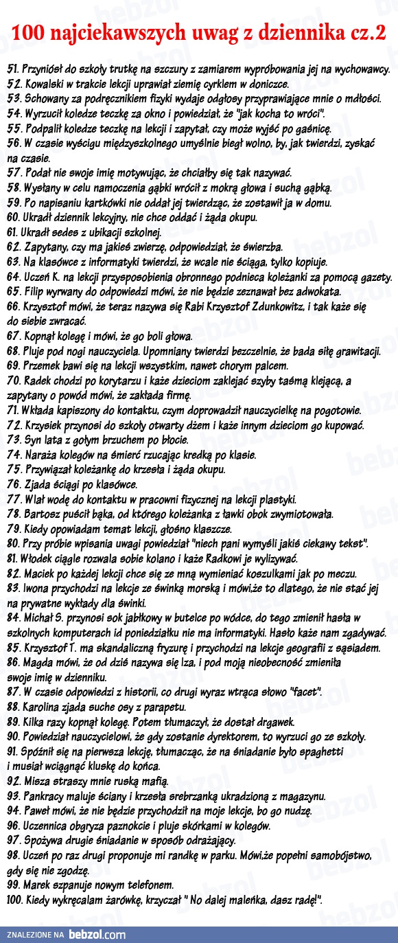 Najlepsze szkolne uwagi cz.2