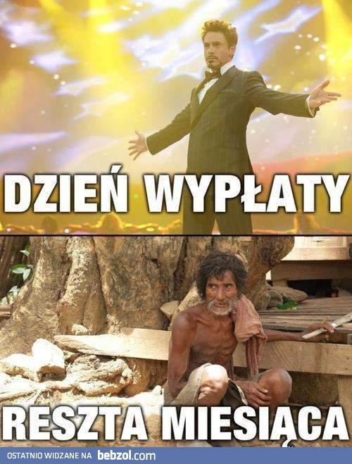 Dzień wypłaty vs reszta miesiąca