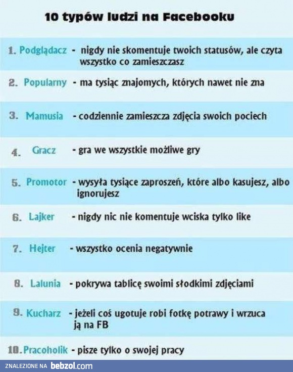 10 typów ludzi na Facebooku